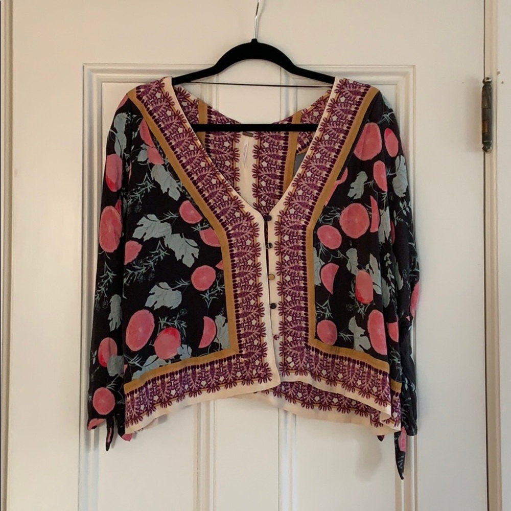 free people printed blouse